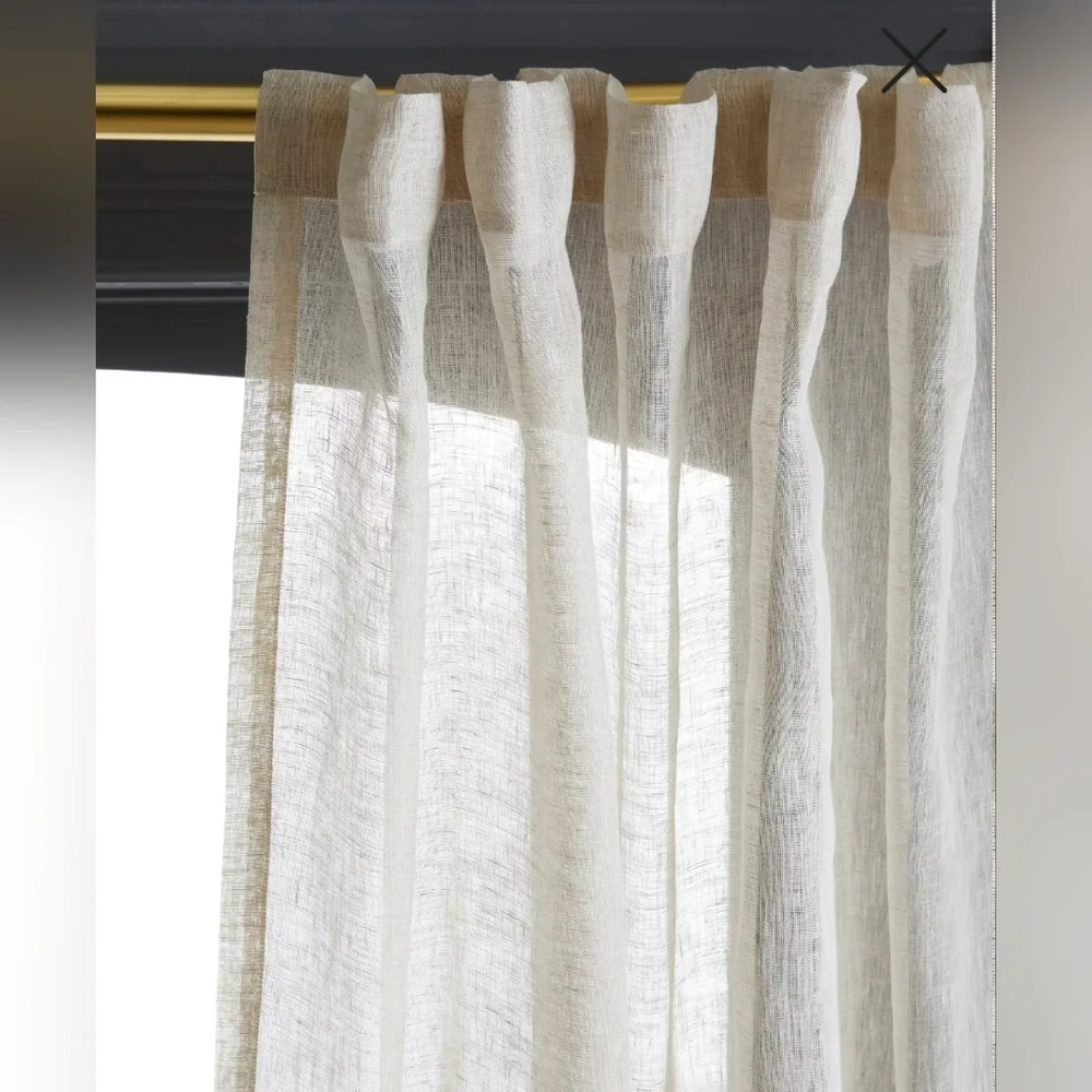 4 Panels! -NWT! Quince 100% Linen Flax Sheer Curtains, 48